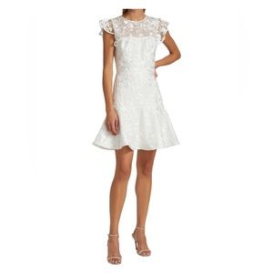 ML Monique Lhuillier Floral Embriodered Flounce Minidress Size 8 (Worn Once!)